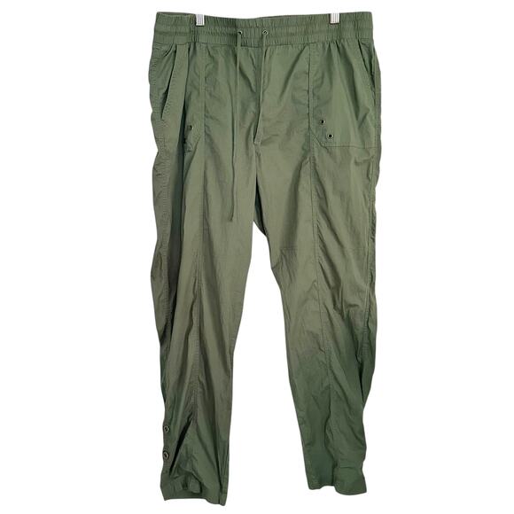 Palm Rio Olive Green Cargo Pants XL Women’s Drawstring Waist Cotton Blend - Picture 1 of 9